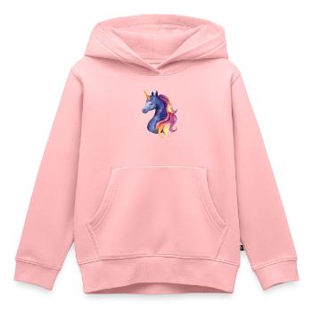 Licorne magique avec crinière galactique - Sweat Premium à capuche enfant bio - rose - Devant - AI Model Kid Female (0cm)