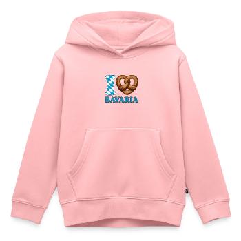 J’aime le bretzel de Bavière - Coeur - Dire - Sweat Premium à capuche enfant bio - rose - Devant - AI Model Kid Female (0cm)