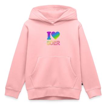 I Love 80er Jahre - bunter Regenbogen - Kostüm - Kinder Premium Organic Hoodie - Rosa - Vorne - AI Model Kid Female (0cm)