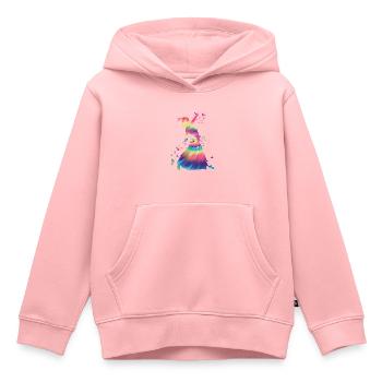 Femme flamenco avec robe flamenco - Sweat Premium à capuche enfant bio - rose - Devant - AI Model Kid Female (0cm)