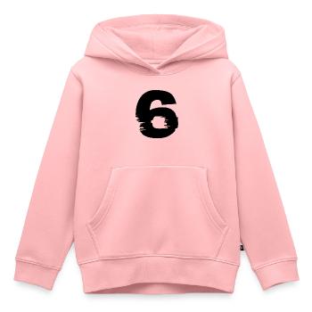 6 Nombre - Sweat Premium à capuche enfant bio - rose - Devant - AI Model Kid Female (0cm)