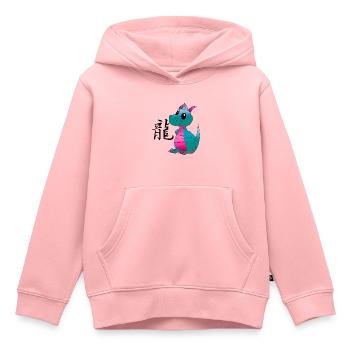Dragon chinois - Sweat Premium à capuche enfant bio - rose - Devant - AI Model Kid Female (0cm)