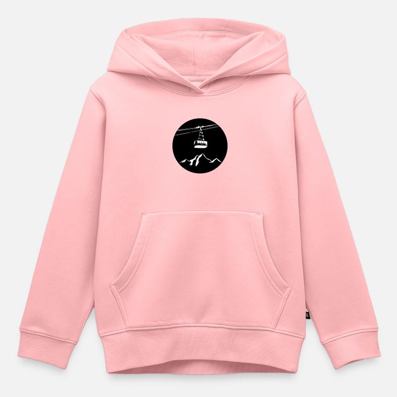 Montagne avec gondole blanche - Sweat Premium à capuche enfant bio - rose