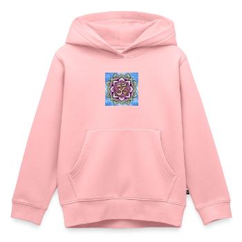 Om Zeichen in Lotusblume - Kinder Premium Organic Hoodie - Rosa - Vorne - AI Model Kid Female (0cm)