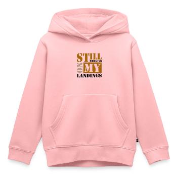 Still Working On My Landings - Kinder Premium Organic Hoodie - Rosa - Vorne - AI Model Kid Female (0cm)