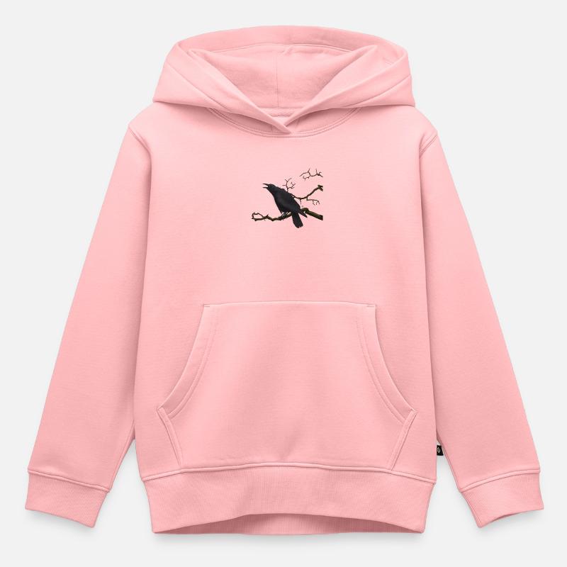 Corbeau noir - Sweat Premium à capuche enfant bio - rose