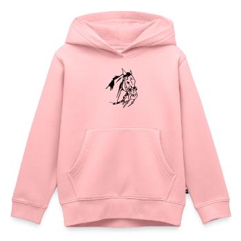 Cheval Western - Sweat Premium à capuche enfant bio - rose - Devant - AI Model Kid Female (0cm)
