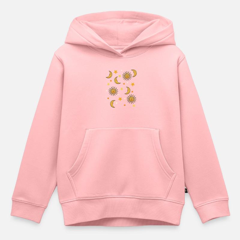 Soleil, lune et étoiles - Sweat Premium à capuche enfant bio - rose