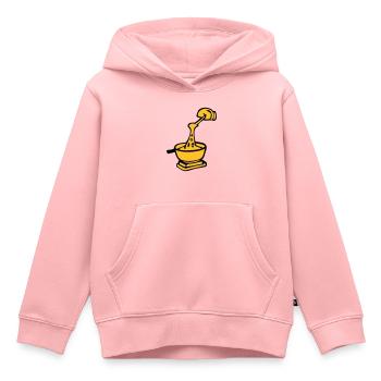 dessin de fondue, spécialité culinaire suisse - Sweat Premium à capuche enfant bio - rose - Devant - AI Model Kid Female (0cm)