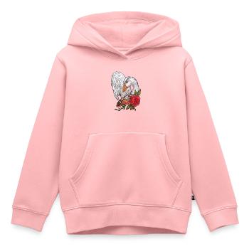 Oie romantique - Cygne - Sweat Premium à capuche enfant bio - rose - Devant - AI Model Kid Female (0cm)