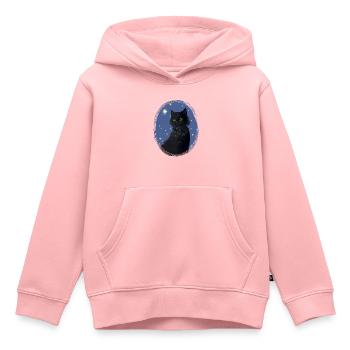 Black Chat Étoiles Hollyleaf Chardon Étoiles - Sweat Premium à capuche enfant bio - rose - Devant - AI Model Kid Female (0cm)
