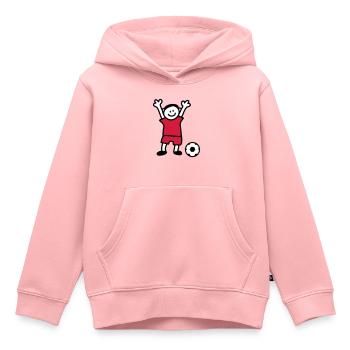 Enfant du football - Un garçon joue au foot - Sweat Premium à capuche enfant bio - rose - Devant - AI Model Kid Female (0cm)