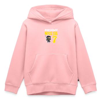 Anniversaire Ninja Pour Les Petits Ninjas pour leur 7ème Anniversaire - Sweat Premium à capuche enfant bio - rose - Devant - AI Model Kid Female (0cm)