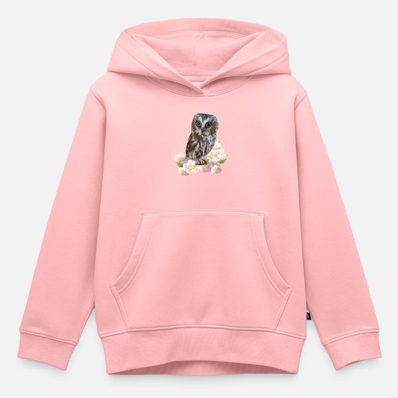 Nördliche Eule - Kinder Premium Organic Hoodie - Rosa