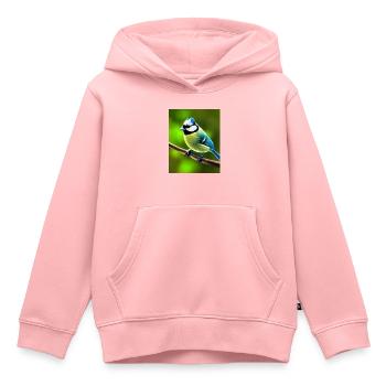 Cool Comic Portrait d’une mésange bleue dans la forêt - Sweat Premium à capuche enfant bio - rose - Devant - AI Model Kid Female (0cm)