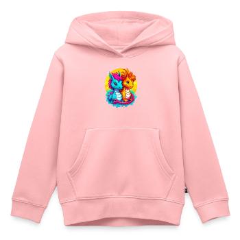 Copains dragons - Sweat Premium à capuche enfant bio - rose - Devant - AI Model Kid Female (0cm)