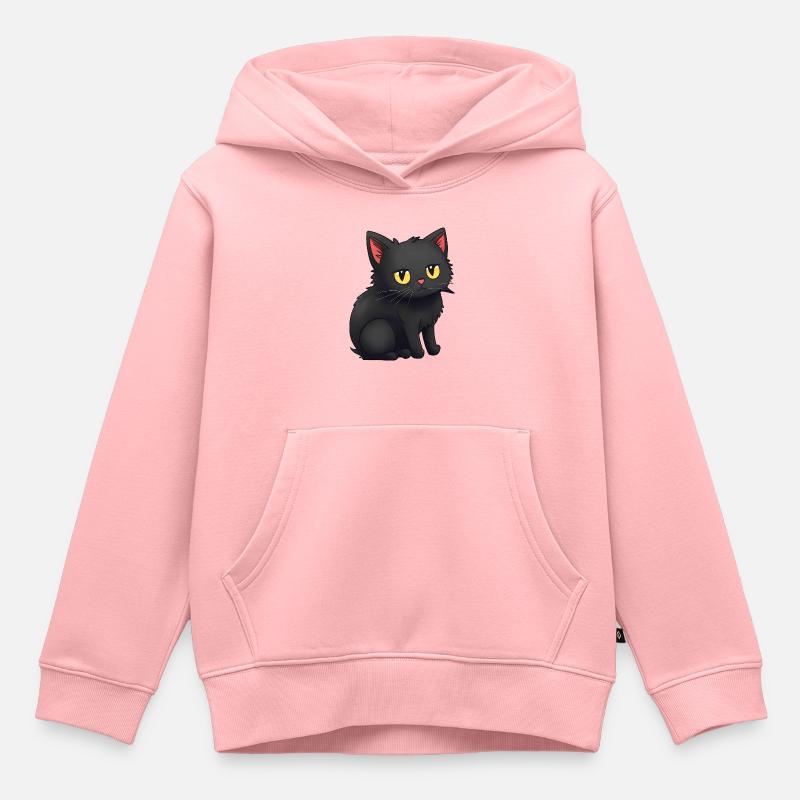 Autocollant Black Cat Stcker - Sweat Premium à capuche enfant bio - rose