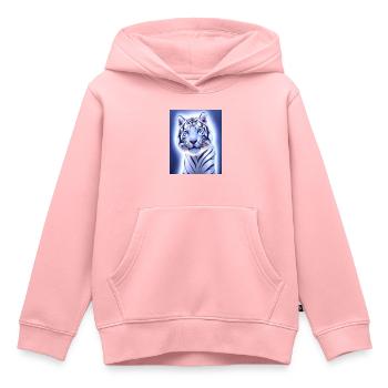 majestueux tigre blanc portrait peinture animal - Sweat Premium à capuche enfant bio - rose - Devant - AI Model Kid Female (0cm)