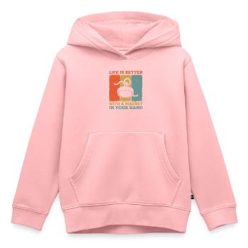 La vie est meilleure avec un aimant dans votre aimant de main - Sweat Premium à capuche enfant bio - rose - Devant - AI Model Kid Female (0cm)