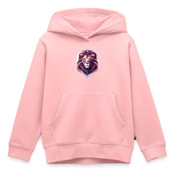 Lion royal chromé - Sweat Premium à capuche enfant bio - rose - Devant - AI Model Kid Female (0cm)