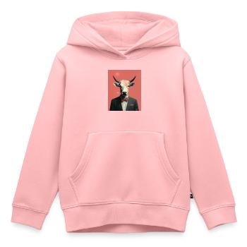 Mann Kuh surreale Collage - Kinder Premium Organic Hoodie - Rosa - Vorne - AI Model Kid Female (0cm)