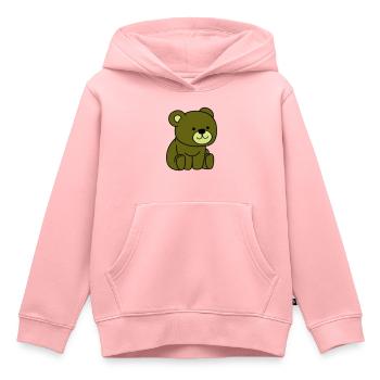 nounours - Sweat Premium à capuche enfant bio - rose - Devant - AI Model Kid Female (0cm)