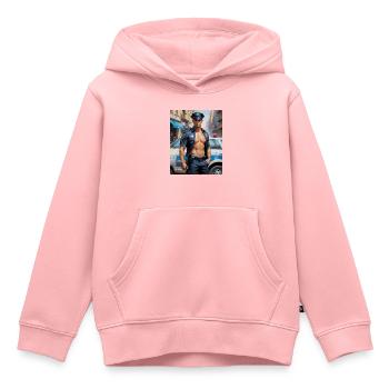 Hübsche Männer mit muskulösem Körper – Polizist - Kinder Premium Organic Hoodie - Rosa - Vorne - AI Model Kid Female (0cm)