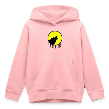 loup pleine lune - Sweat Premium à capuche enfant bio - rose - Devant - AI Model Kid Female (0cm)