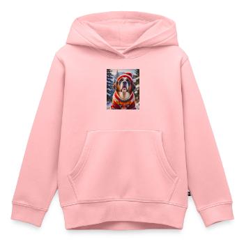 chiens super mignons victimes de la mode Noël de Saint-Bernard - Sweat Premium à capuche enfant bio - rose - Devant - AI Model Kid Female (0cm)