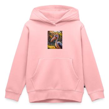 animaux africains super mignons – Cigogne marabout - Sweat Premium à capuche enfant bio - rose - Devant - AI Model Kid Female (0cm)
