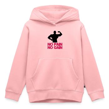 Gain de douleur Bodybuilder - Sweat Premium à capuche enfant bio - rose - Devant - AI Model Kid Female (0cm)