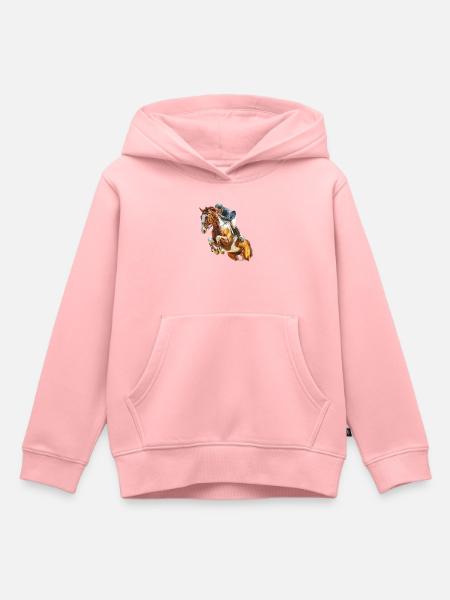 Galoppierender Reiter im Sprung - Kinder Premium Organic Hoodie - Rosa