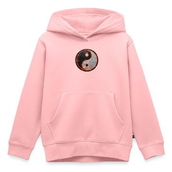 Ying_Yang_Full_Energy - Sweat Premium à capuche enfant bio - rose - Devant - AI Model Kid Female (0cm)