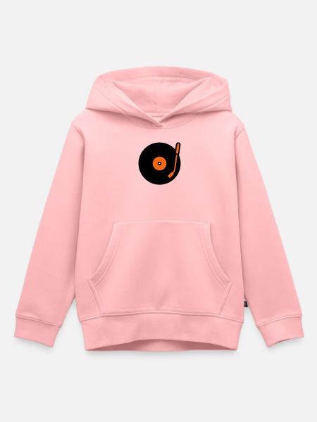 Retro Audio Vinyl Record Tonearm - Kids Premium Organic Hoodie - rose
