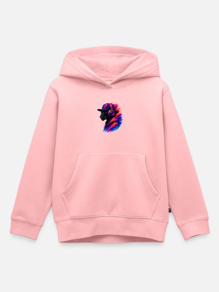 Panther mit Kopfhörern - Kinder Premium Organic Hoodie - Rosa