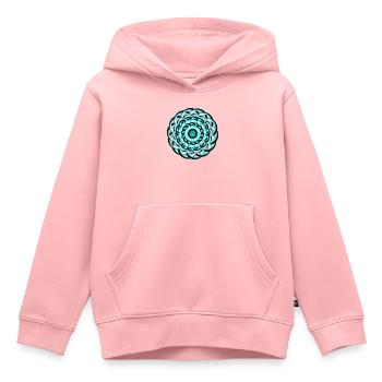 3D Strudel Mandala - Türkises Wellen Ornament - Kinder Premium Organic Hoodie - Rosa - Vorne - AI Model Kid Female (0cm)