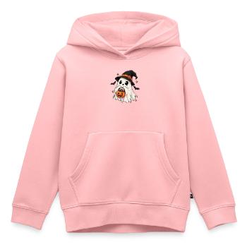 Kürbisgeist im Hexenhut - Kinder Premium Organic Hoodie - Rosa - Vorne - AI Model Kid Female (0cm)