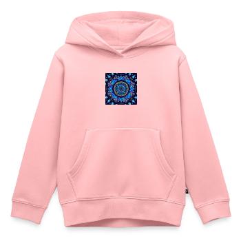 Mandala bleu turquoise or - Sweat Premium à capuche enfant bio - rose - Devant - AI Model Kid Female (0cm)