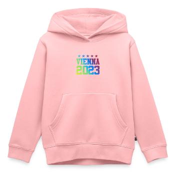 Vienne 2023 Vienne - Sweat Premium à capuche enfant bio - rose - Devant - AI Model Kid Female (0cm)