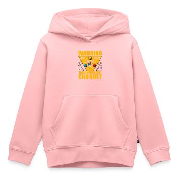Warning may start talking about Croquet - Kinder Premium Organic Hoodie - Rosa - Vorne - AI Model Kid Female (0cm)