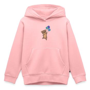 Bär fliegt mit Luftballons nach oben - Kinder Premium Organic Hoodie - Rosa - Vorne - AI Model Kid Female (0cm)