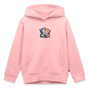 Zwei Kuschelnde Kätzchen in Liebevoller Umarmung - Kinder Premium Organic Hoodie - Rosa - Vorne - AI Model Kid Female (0cm)