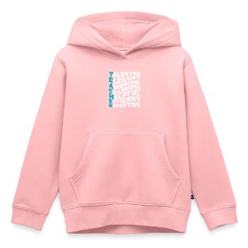 SUPER TEACHER POWER TEACHER POWER DICTONS MOTIF - Sweat Premium à capuche enfant bio - rose - Devant - AI Model Kid Female (0cm)