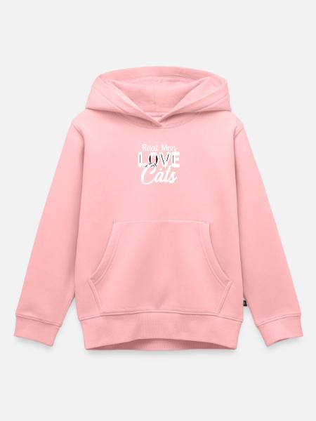Les vrais hommes aiment les chats chat homme chat père - Sweat Premium à capuche enfant bio - rose