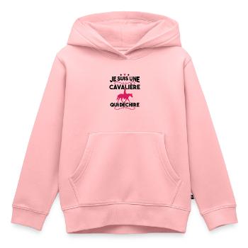 Je suis une cavalière qui déchire - Sweat Premium à capuche enfant bio - rose - Devant - AI Model Kid Female (0cm)