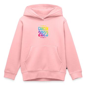 Cancun 2023 - Sweat Premium à capuche enfant bio - rose - Devant - AI Model Kid Female (0cm)