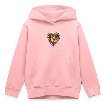 Früchteherz, Früchte, Äpfel, Birnen, Beeren - Kinder Premium Organic Hoodie - Rosa - Vorne - AI Model Kid Female (0cm)