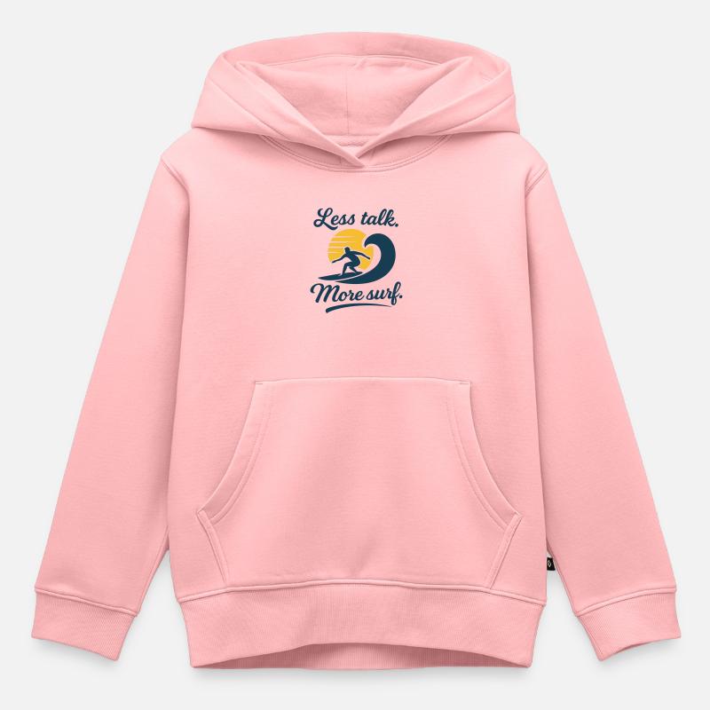 Moins de paroles Plus de surf – Style de surfeur rétro - Sweat Premium à capuche enfant bio - rose