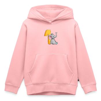 1er anniversaire éléphant - Sweat Premium à capuche enfant bio - rose - Devant - AI Model Kid Female (0cm)