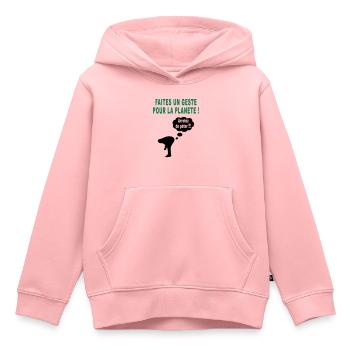 humour écolo - Sweat Premium à capuche enfant bio - rose - Devant - AI Model Kid Female (0cm)